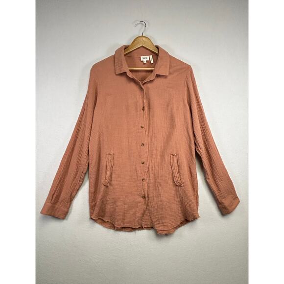 BKE Eased Dusty Rose Textured Tunic Shirt Size Large - Picture 1 of 9